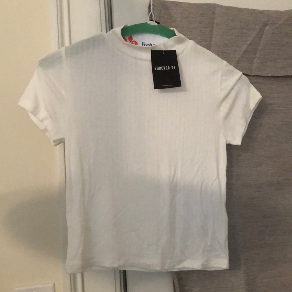 f21 ribbed cropped mock neck NWT